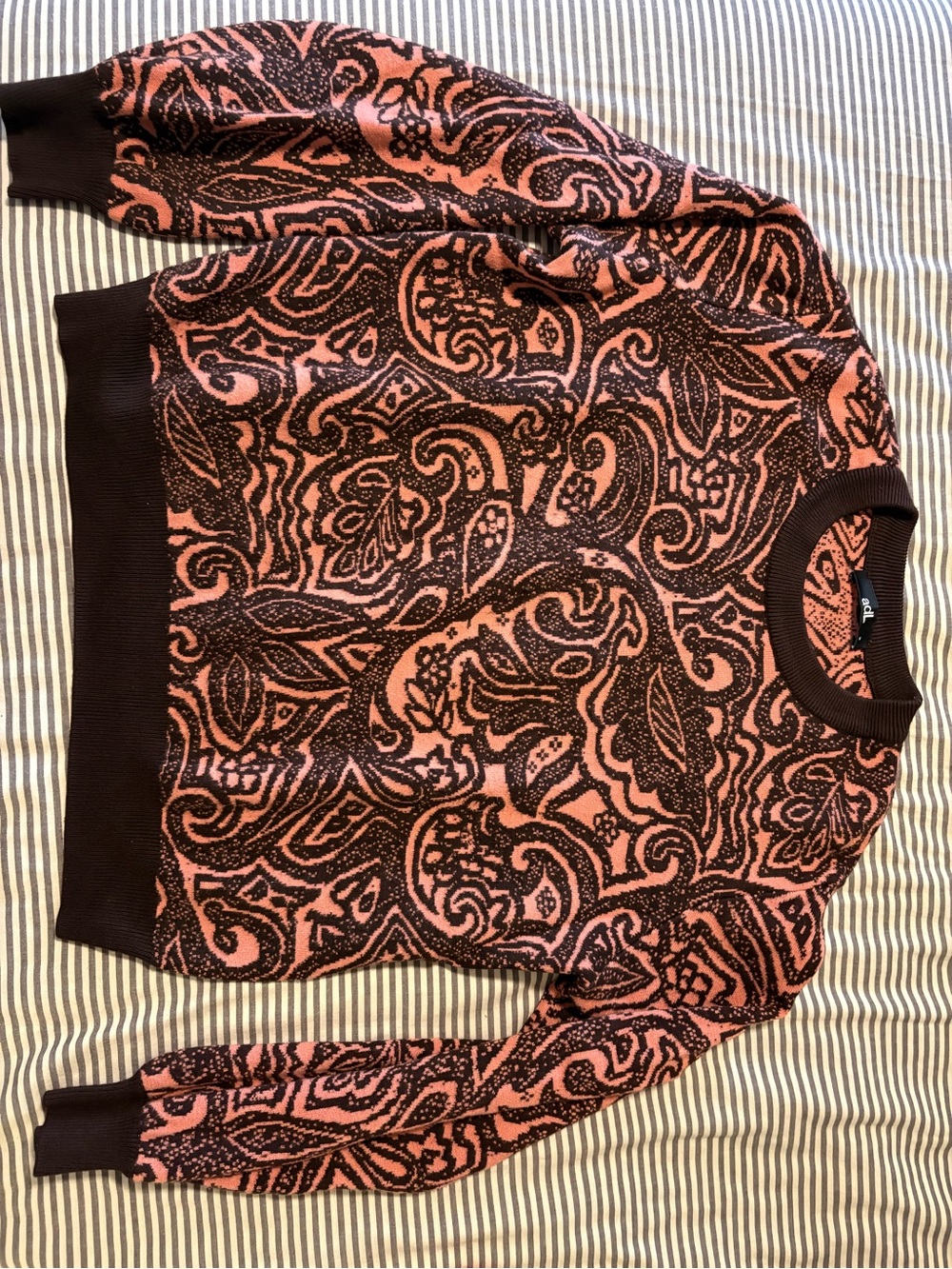 AdL Women’s Paisley Crewneck Sweater - Pink & Brown